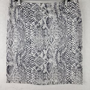 Sz 12 Knee Snakeskin Skirt Straight Animal Print Pocket Stretch Zip Slit Casual